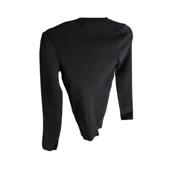 Joshua Sanders Round Smiley Ribbed Cardigan Sweater Quiet Luxury Preppy Black S - Picture 8 of 8